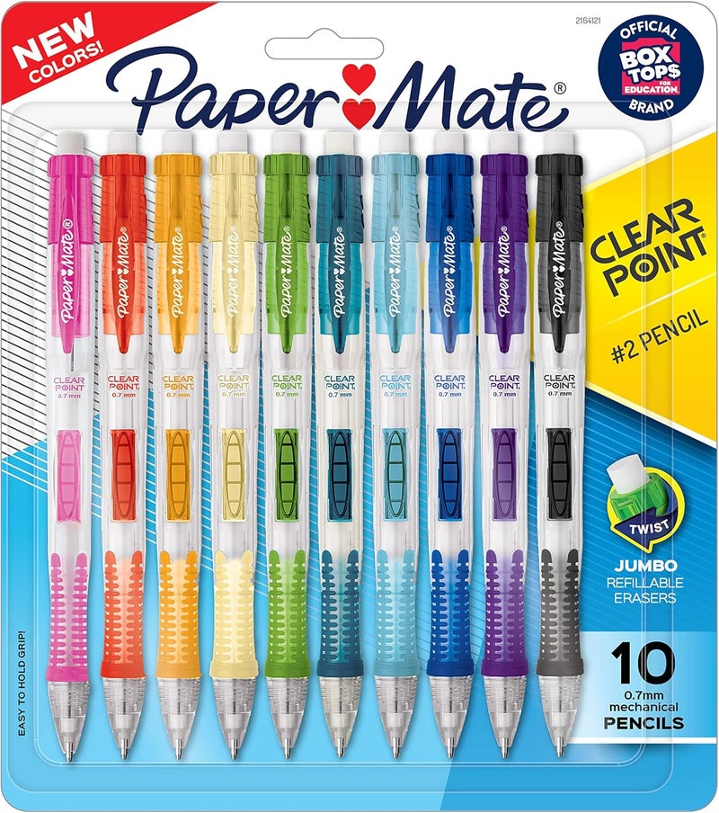 Papermate Clearpoint Mechanical Pencils, 0.7mm HB #2 Pencil Lead, 2 Pencils, Assorted Fashion Barrel Colors, 10 Count - Back to School Essentials, Note-Taking, Teacher Supplies - Image 1